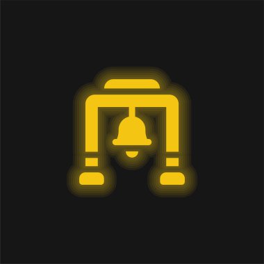 Bell Tower yellow glowing neon icon clipart