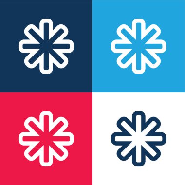 Asterisk Outline blue and red four color minimal icon set clipart