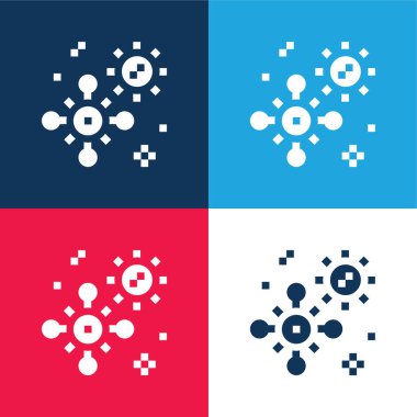 Bakteri mavi ve kırmızı dört renk minimal simge kümesi