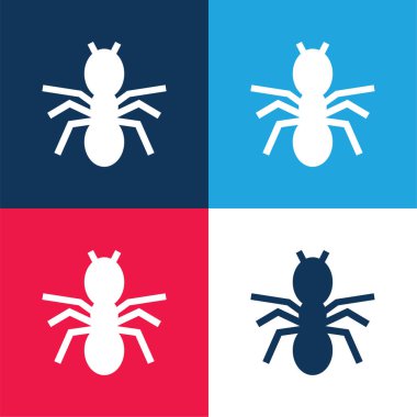 Karınca Silueti mavi ve kırmızı En az dört renk simgesi