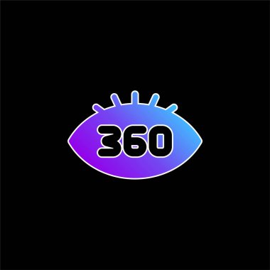360 Degrees blue gradient vector icon clipart