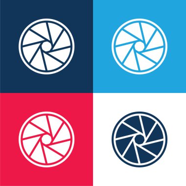 Açıklık mavi ve kırmızı dört renk minimal simge kümesi