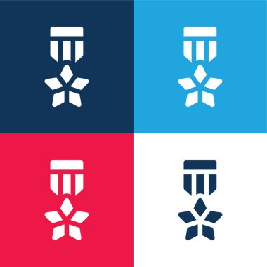 Rozet mavi ve kırmızı dört renk minimal simge kümesi