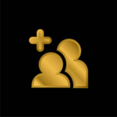 Arkadaş altın kaplama metalik simge veya logo vektörü ekle