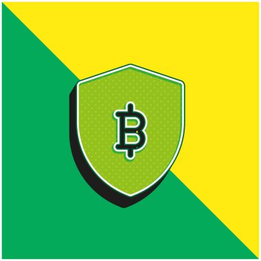 Bitcoin Yeşil ve Sarı modern 3d vektör simgesi logosu