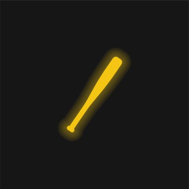 Beyzbol sopası silueti sarı parlak neon simgesi