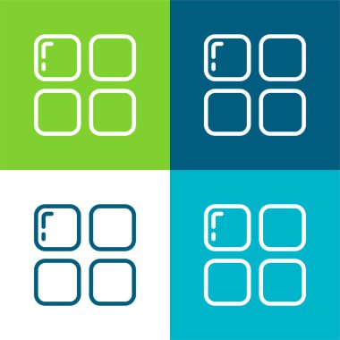 Uygulamalar Düz dört renk minimal simge kümesi