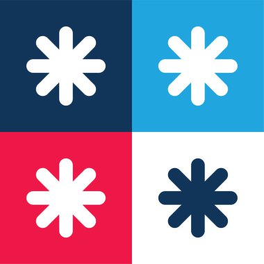 Asterisk Siyah Yıldız Şekli Mavi ve Kırmızı Dört Renk Simgesi