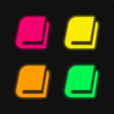 Kitap dört renk parlayan neon vektör simgesi