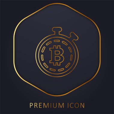 Bitcoin Sembolü Bir Zamanlayıcı Değişkeni içinde Altın Çizgi prim logosu veya simgesi