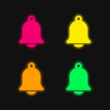 Big Church Bell four color glowing neon vector icon clipart