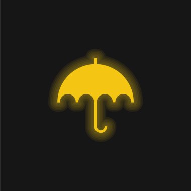 Black Umbrella yellow glowing neon icon clipart