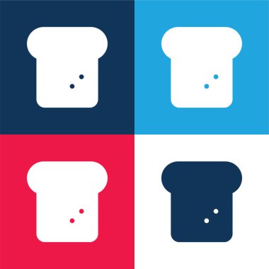 Ekmek mavisi ve kırmızı dört renk minimal simge kümesi