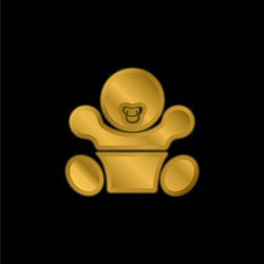 Altından emzik kaplı metalik simge ya da logo vektörü olan bebek