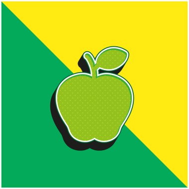 Yaprak Yeşili Elma ve Sarı 3D vektör simgesi