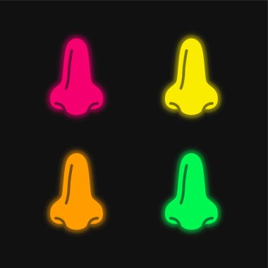 Big Nose four color glowing neon vector icon clipart