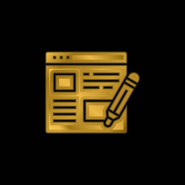 Blog altın kaplamalı metalik simge veya logo vektörü