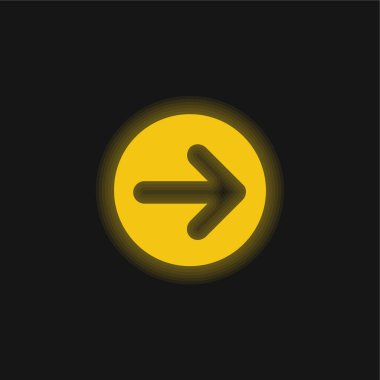 Arrow Pointing To Right In A Circle yellow glowing neon icon clipart