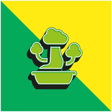 Bonsai Green ve sarı modern 3d vektör simgesi logosu