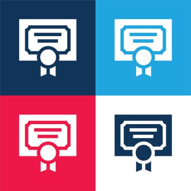 Ödül mavi ve kırmızı dört renk en düşük simge kümesi