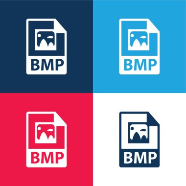 BMP Dosya Biçimi Sembolü Mavi ve Kırmızı Dört Renk minimal simgesi seti