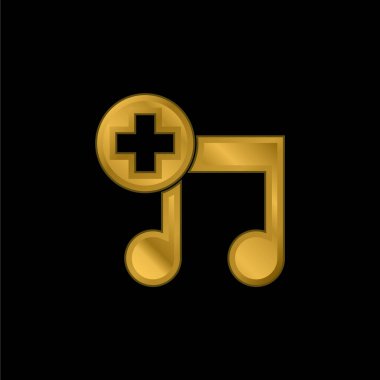 Add Song Interface Symbol gold plated metalic icon or logo vector clipart