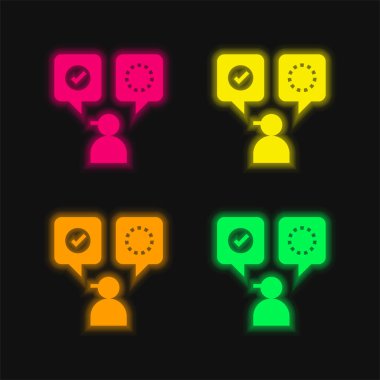 Parlayan dört renk neon vektör simgesini kabul et