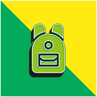 Sırt çantası yeşil ve sarı modern 3d vektör simgesi logosu