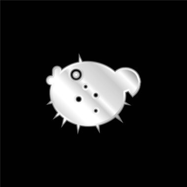 Kirpi balığı gümüş kaplama metalik simge