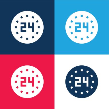 24 Saat mavi ve kırmızı dört renk en az simge kümesi