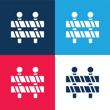 Bariyer mavi ve kırmızı dört renk minimal simge kümesi