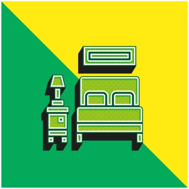 Yatak Yeşil ve Sarı Modern 3D vektör simgesi logosu
