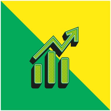 Bars And Line Ascending Graphic Of Data Analytics Green and yellow modern 3d vector icon logo clipart