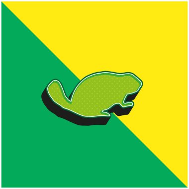 Beaver Mammal Animal Shape Green and yellow modern 3d vector icon logo clipart