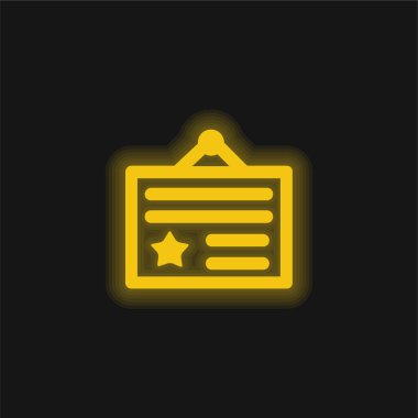 Ödül Sertifikası Sarı Parlak Neon simgesi