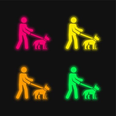 Kör dört renk parlayan neon vektör simgesi