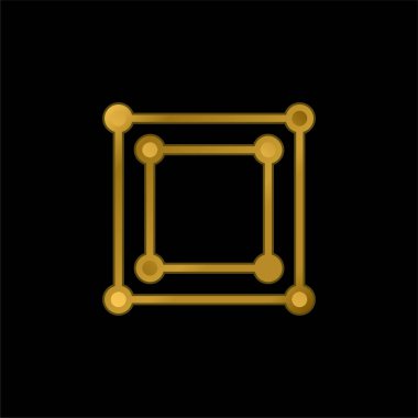 Bounding Box altın kaplama metalik simge veya logo vektörü