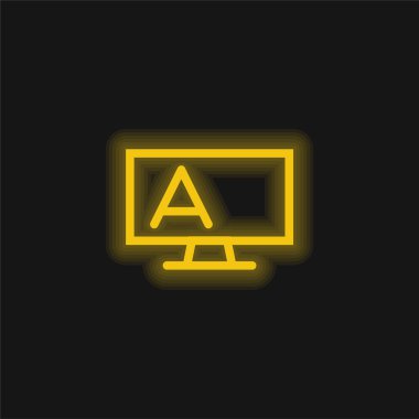 Karatahta Taslak Duruşu ve Sarı Parlak Neon Simgesi