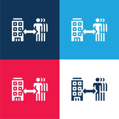 B2b blue and red four color minimal icon set clipart