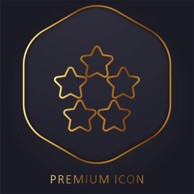 5 yıldızın altın çizgisi prim logosu veya simgesi