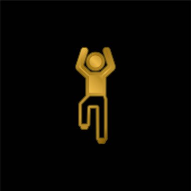Çocuk Esneyen Kollar ve Tek bacaklı altın kaplama metalik ikon veya logo vektörü