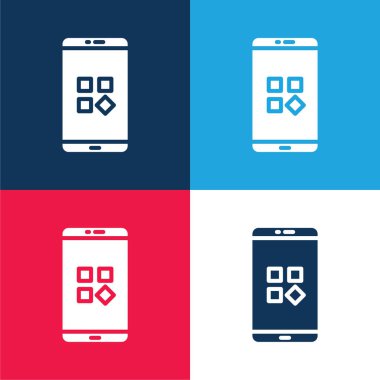 Uygulamalar mavi ve kırmızı dört renk en küçük simge kümesi