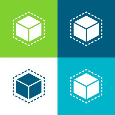 3d Yazdırma Küpü Düz Renk simgesi seti