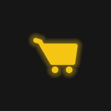 Siyah Ticaret Arabası. Sarı parlak neon ikon.