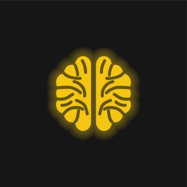 Beyin sarısı parlak neon simgesi