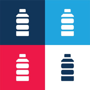 Şişe mavi ve kırmızı dört renk minimal simge kümesi