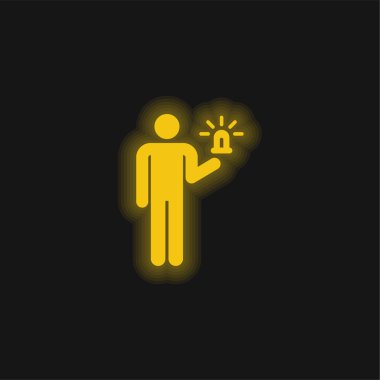 Alarm sarı parlayan neon simgesi