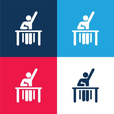 Mavi ve kırmızı dört renk simgesi setine cevap ver