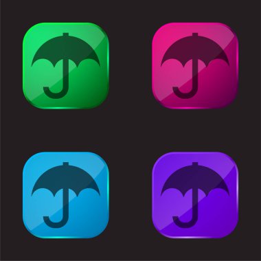 Siyah Şemsiye Yağmur için dört renkli cam düğme simgesi