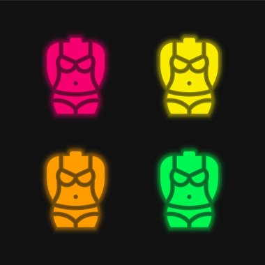 Vücut dört renk parlayan neon vektör simgesi